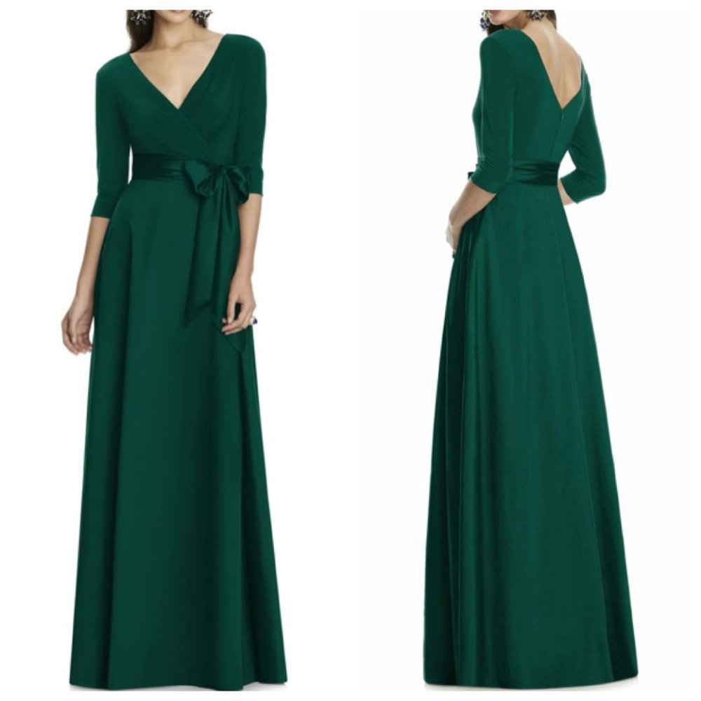 Alfred Sung Jersey & Mikado A Line Gown